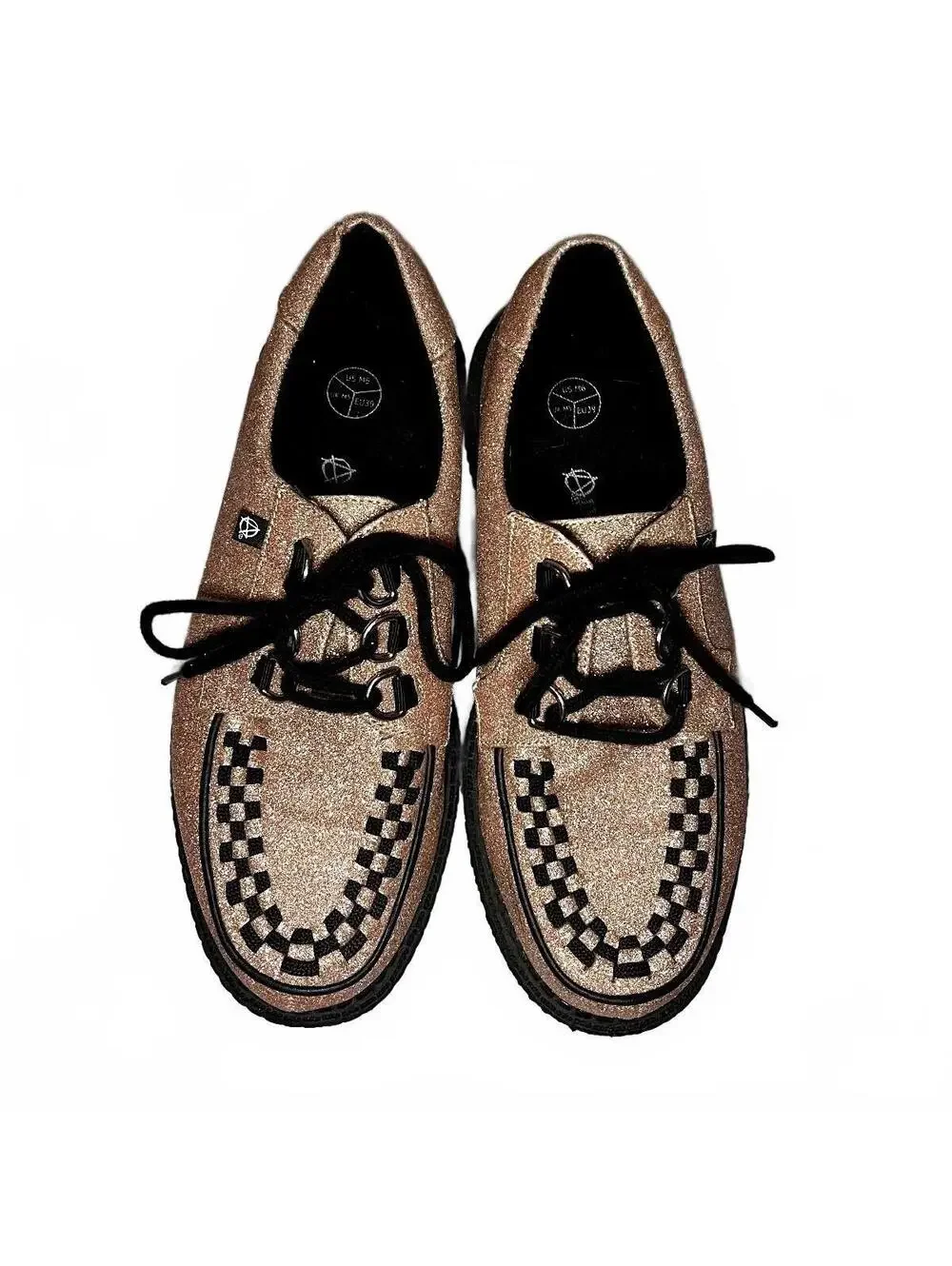 T.U.K. Anarchic Rose Glitter 3 D-Ring Creepers T2266 Men’s 6 Women’s 8